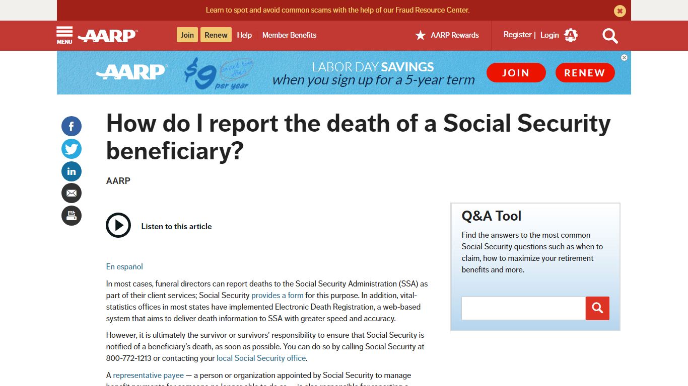 How To Report A Death To Social Security - AARP