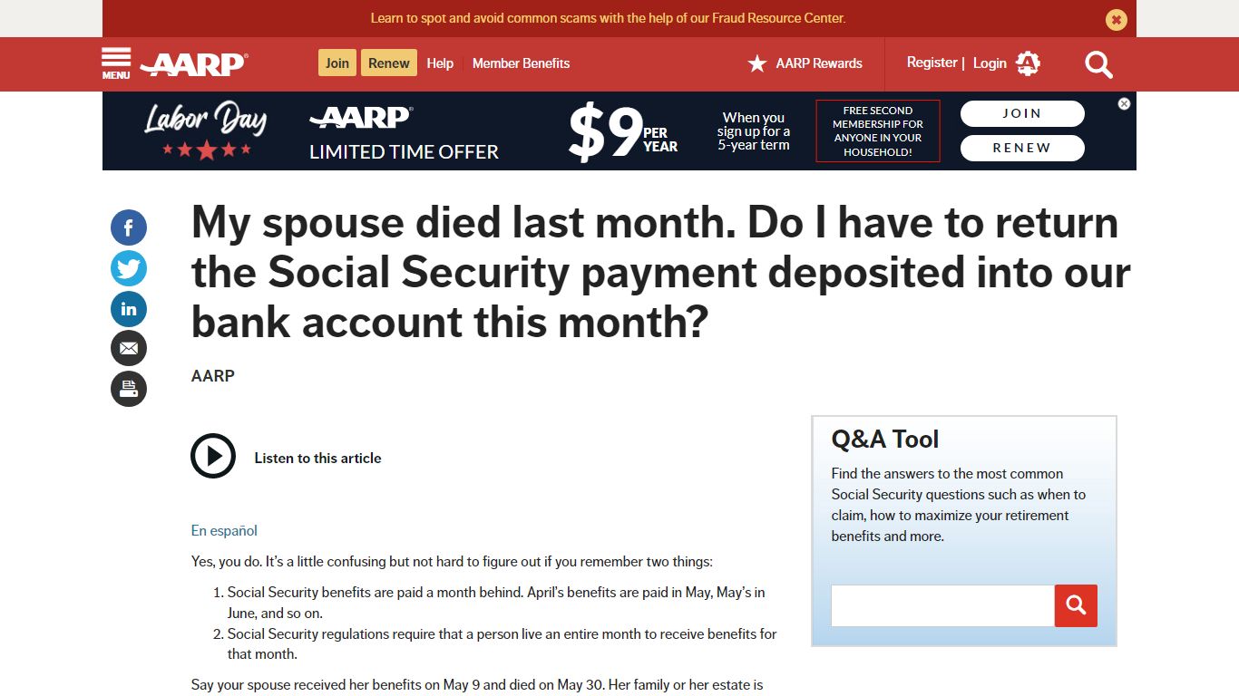 Do You Have to Pay Back Social Security When Someone Dies? - AARP